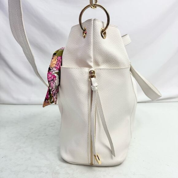 Steve Madden White Faux Leather Large Satchel Shoulder Bag Purse - Picture 8 of 13